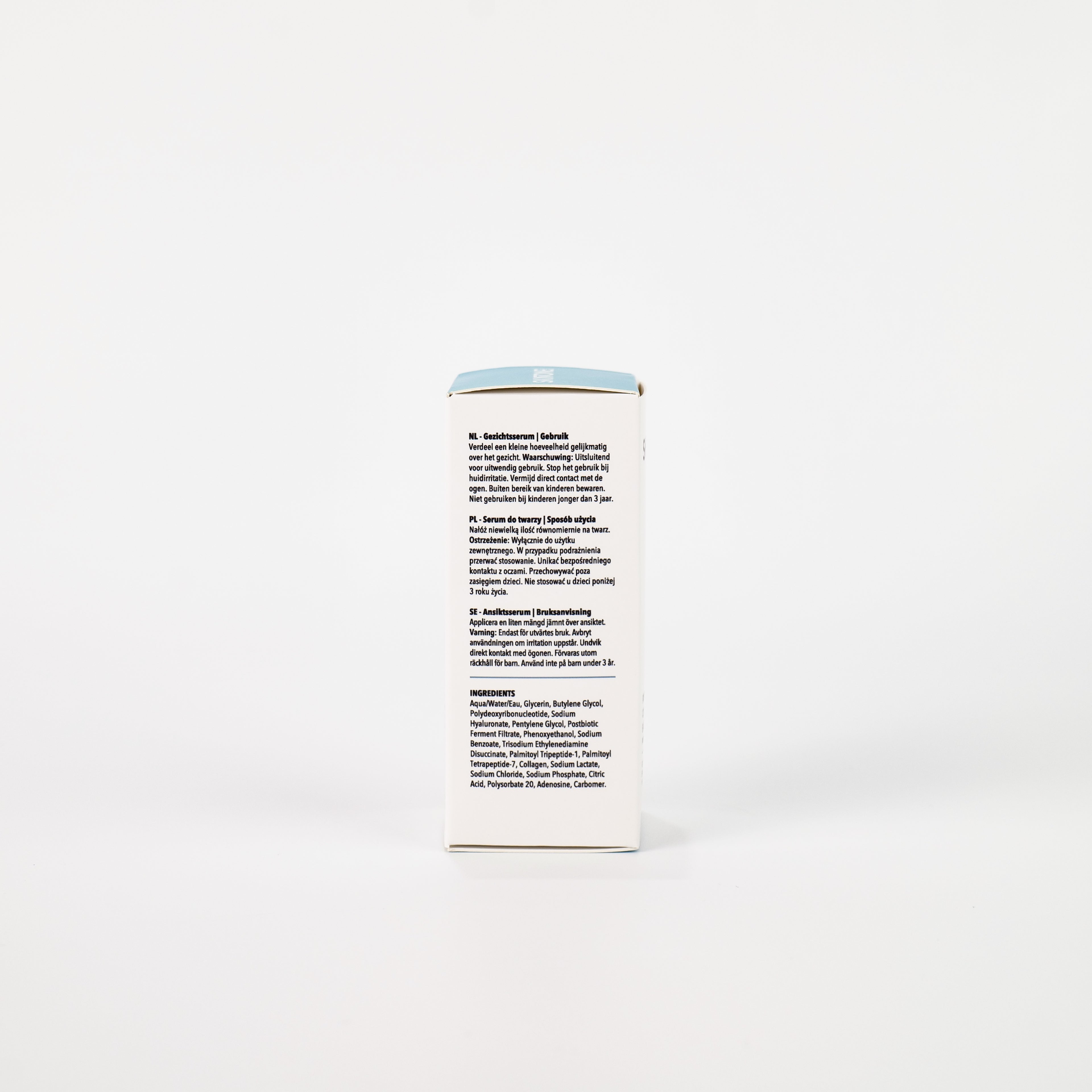 SKINTONE PDRN Serum – gebruiksaanwijzing en ingrediënten op de doos (NL/PL/SE)